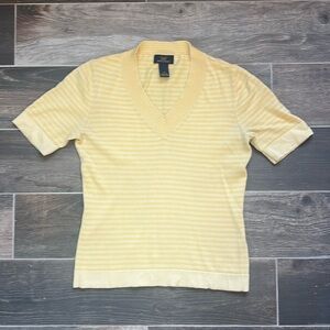 Yellow Striped V-Neck Sweater